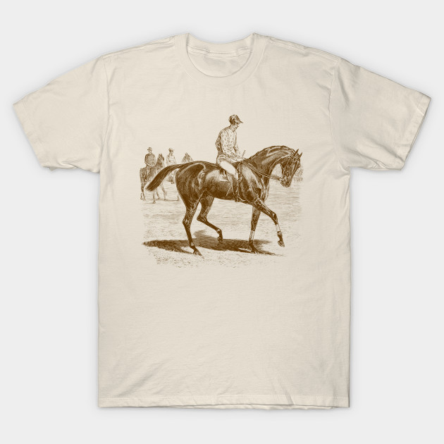 A Racing Horse with a Rider Vintage Illustration by Biophilia